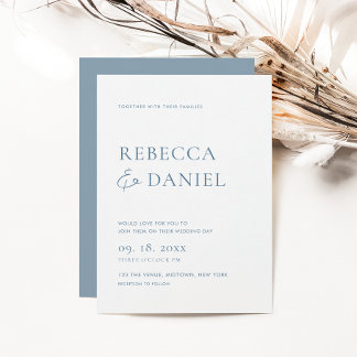 Elegant Dusty Blue Minimalist Wedding Invitation