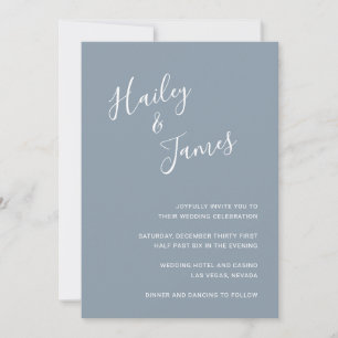Elegant Dusty Blue Modern Wedding Invitation