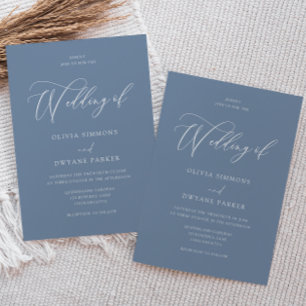 Elegant Dusty Blue Modern Wedding Invitation