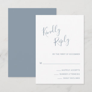 Elegant Dusty Blue Modern Wedding RSVP Card