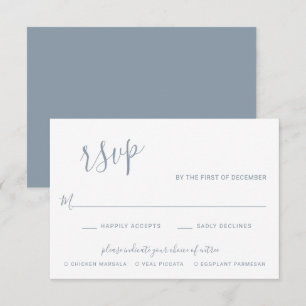 Elegant Dusty Blue Modern Wedding RSVP Card