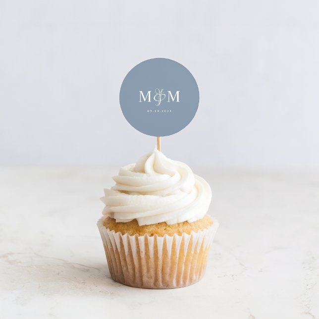 Elegant Dusty Blue Monogram Wedding Envelope Seal (Creator Uploaded)