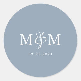 Elegant Dusty Blue Monogram Wedding Envelope Seal