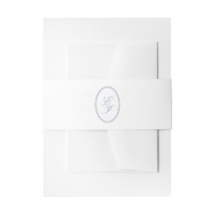 Elegant Dusty Blue Monogram Wedding Invitation Belly Band