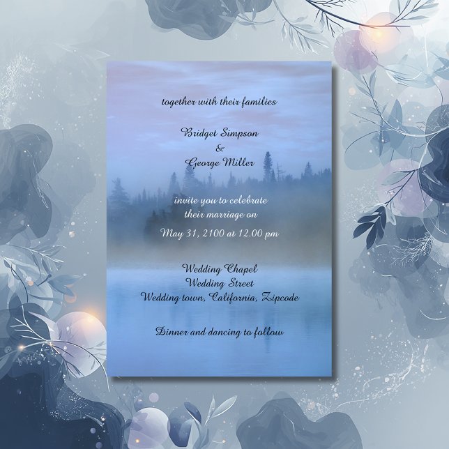 Elegant dusty blue nature Wedding Invitation (Creator Uploaded)