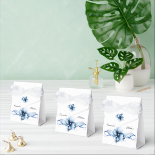 Elegant Dusty Blue Navy  Flowers Wedding  Favour Box