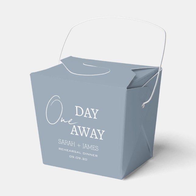Elegant Dusty Blue One Day Away Rehearsal Dinner  Favour Box (Front Side)