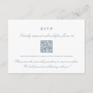 Elegant Dusty Blue Online RSVP QR Code Enclosure Card