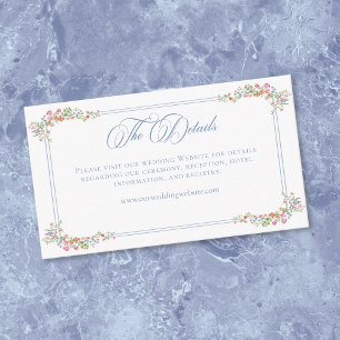 Elegant Dusty Blue Pastel Wildflower Crest Wedding Enclosure Card