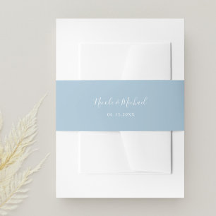Elegant Dusty Blue Personalised Wedding Invitation Belly Band
