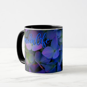 Elegant dusty blue purple floral mug