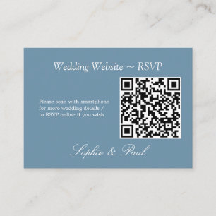 Elegant Dusty Blue QR Code Website RSVP Card