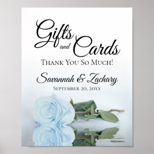 Elegant Dusty Blue Rose Gifts & Cards Wedding Sign