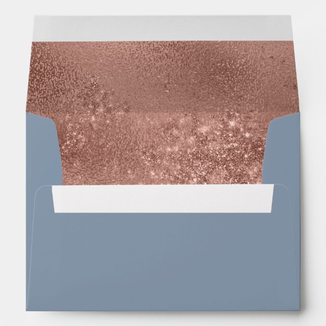 Elegant Dusty Blue Rose Gold Envelope (Back (Bottom))