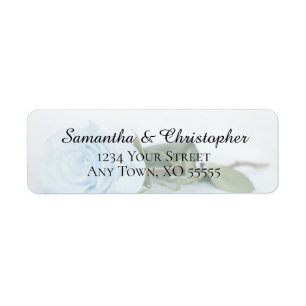 Elegant Dusty Blue Rose Wedding Return Address Label