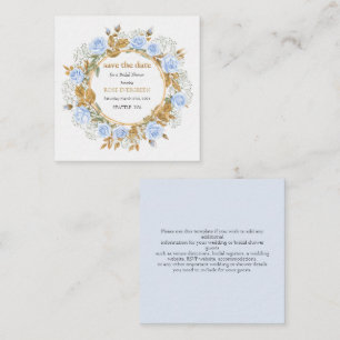 Elegant Dusty Blue Roses Save the Date Enclosure Card