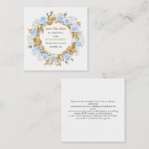 Elegant Dusty Blue Roses Save the Date Enclosure Card