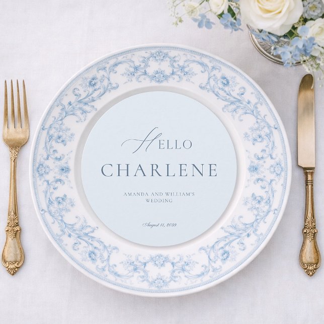 Elegant Dusty Blue Round Wedding Menu Card (Creator Uploaded)