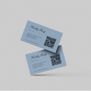 Elegant Dusty Blue RSVP QR Code Wedding Enclosure Card