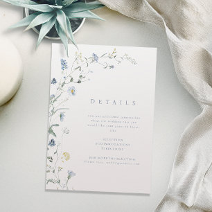 Elegant Dusty Blue Rustic Boho Wedding Details Enclosure Card