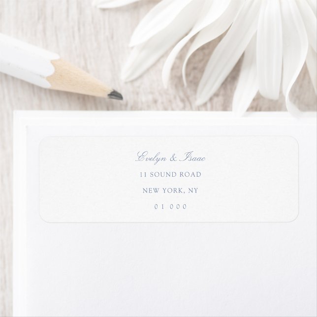 Elegant Dusty Blue Script Wedding Return Address Label (Creator Uploaded)