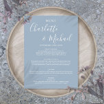 Elegant Dusty Blue Signature Wedding Menu<br><div class="desc">Elegant dusty blue signature wedding menu card featuring signature style names,  this modern menu card can be personalised with your information in chic white lettering. Designed by Thisisnotme©</div>