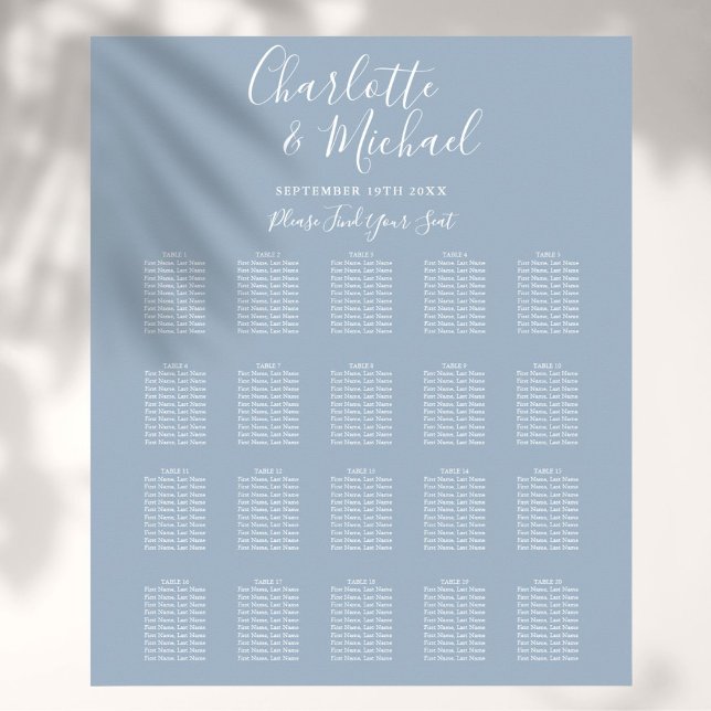 Elegant Dusty Blue Signature Wedding Seating Chart (Creator Uploaded)