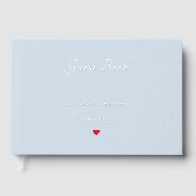 Elegant Dusty Blue Silver Weddings Anniversary Guest Book (Front)