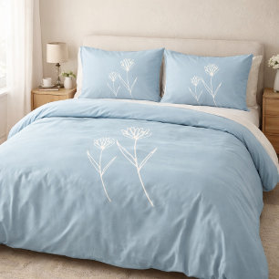 Elegant Dusty Blue Simple Flower  Pillowcase