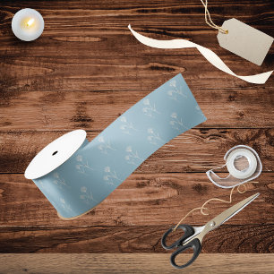 Elegant Dusty Blue Simple Flower  Satin Ribbon