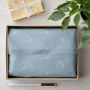 Elegant Dusty Blue Simple Flower Tissue Paper
