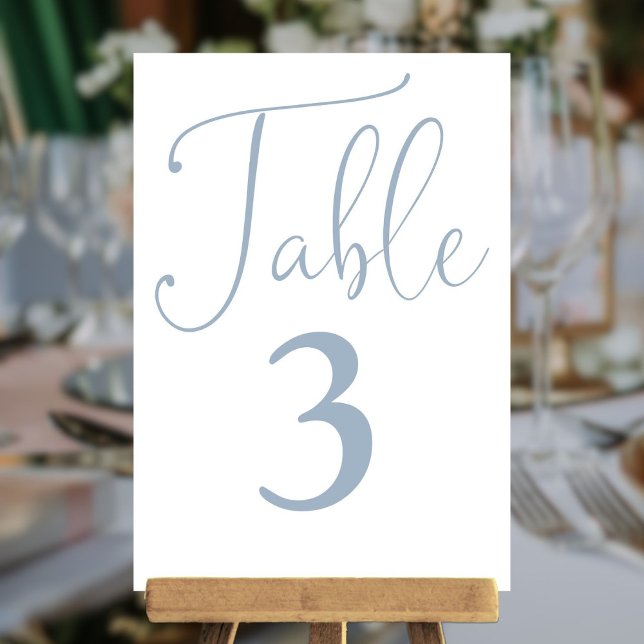 Elegant Dusty Blue Simple Large Table Number (Elegant Dusty Blue Simple Large Table Number)