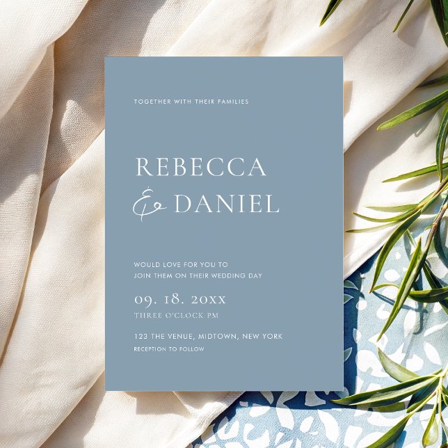 Elegant Dusty Blue Simple Wedding Invitation (Classic and elegant with a minimalist feel for your wedding celebration)