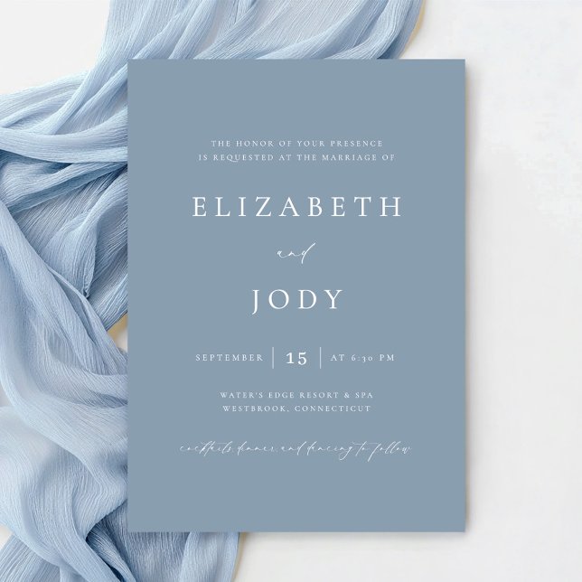 Elegant Dusty Blue Simple Wedding Modern Invitation (Creator Uploaded)