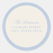 Elegant Dusty Blue Stripes Return Address