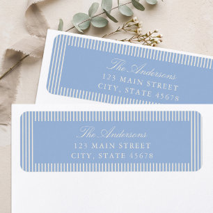 Elegant Dusty Blue Stripes Return Address Label