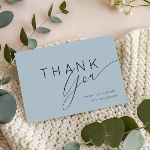 Elegant Dusty Blue Thank You Bridal Shower  Card