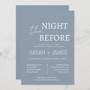 Elegant Dusty Blue the Night Before Dinner Wedding Invitation
