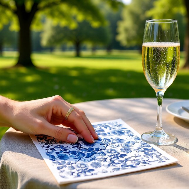 Elegant Dusty Blue Toile Floral Wedding Pattern Napkin (Elegant Dusty Blue Toile Floral Wedding Pattern Napkins)
