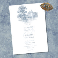 Elegant Dusty Blue Toile French Manor Wedding