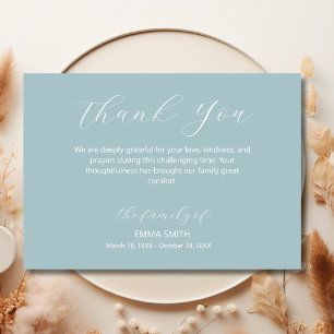 Elegant Dusty Blue Traditional Funeral Sympathy Thank You Card