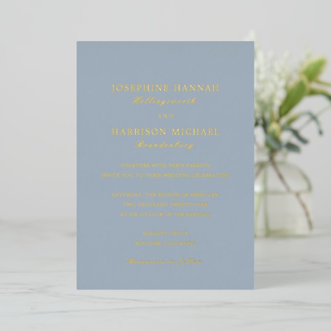 Elegant Dusty Blue Traditional Wedding (Standing Front)