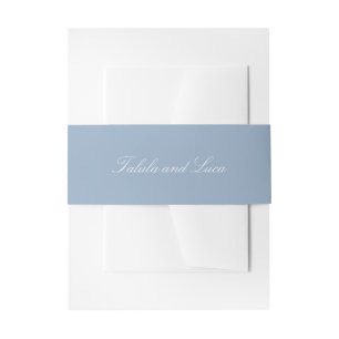 Elegant Dusty Blue Traditional Wedding Invitation Belly Band