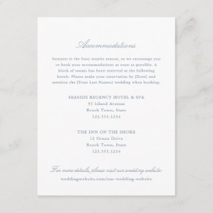 Elegant Dusty Blue Two Hotel Accommodations Enclosure Card