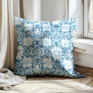 Elegant Dusty Blue Vintage Flowers  Cushion