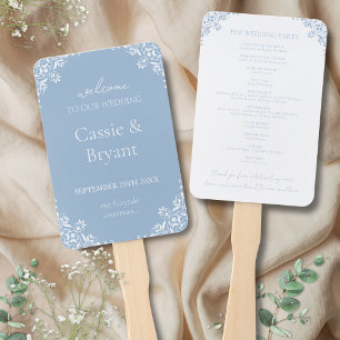 Elegant Dusty Blue Vintage Wedding Program Fan