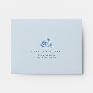 Elegant dusty blue watercolor floral wedding RSVP Envelope