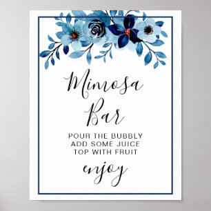 elegant dusty Blue watercolor flower bouquet Poster