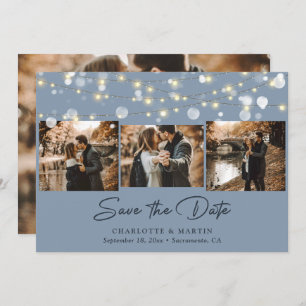 Elegant Dusty Blue Wedding 4 Photo Save The Date