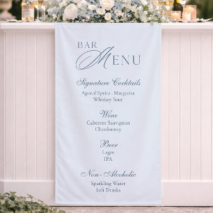 Elegant Dusty Blue Wedding Bar Menu Banner
